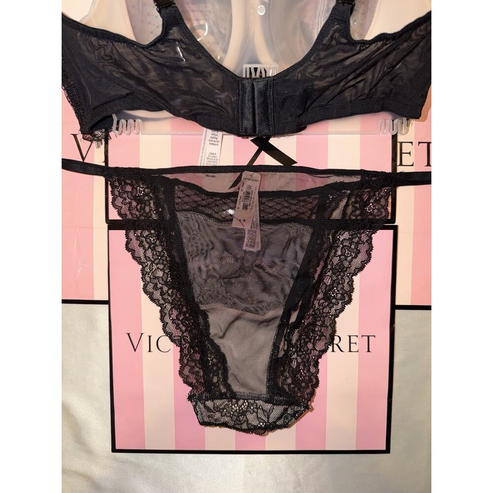 Victoria's Secret Bra Dream Angels 38D Large Panty Black Lace - Picture 6 of 6